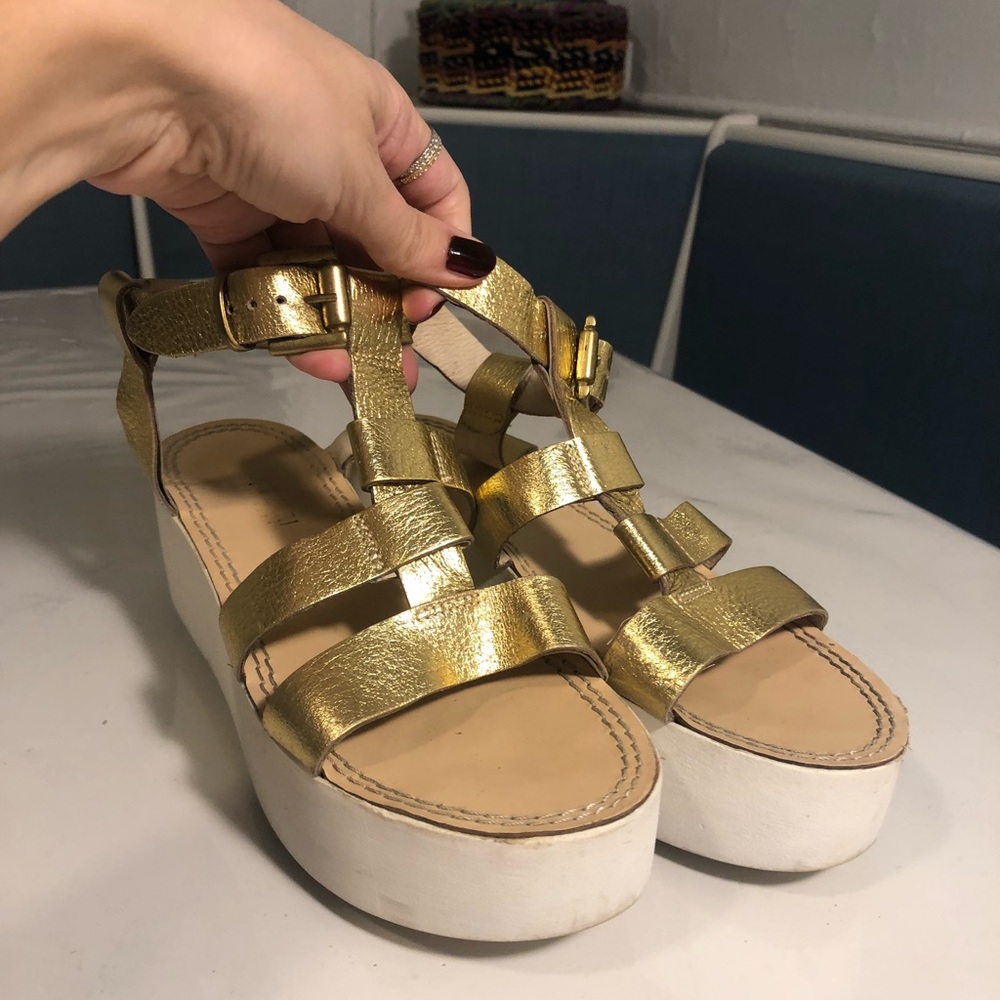 Paola Ferri Golden Platform Sandal Made in Italy